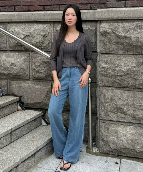 MIND BRIDGE WOMEN（マインドブリッジウーマン）の「[ON][W]低温スワイドバンディングデニムパンツ - 3カラー（デニムパンツ・レディース・ブルー/インディゴブルー/ライトブルー・55/66/77）」の6枚目の写真