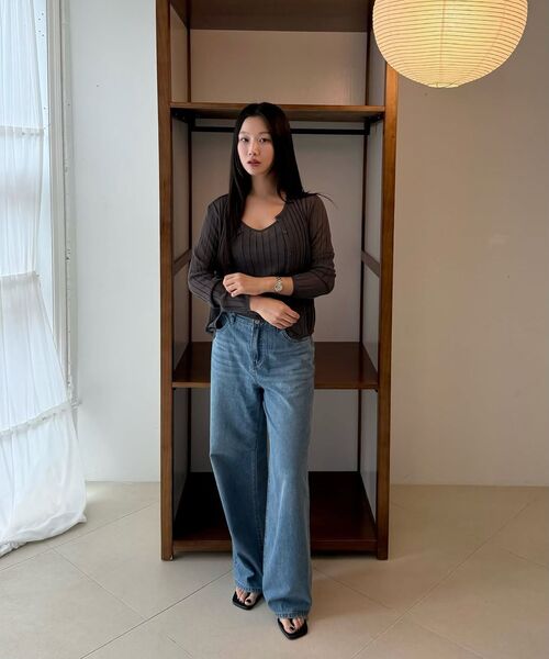 MIND BRIDGE WOMEN（マインドブリッジウーマン）の「[ON][W]低温スワイドバンディングデニムパンツ - 3カラー（デニムパンツ・レディース・ブルー/インディゴブルー/ライトブルー・55/66/77）」の16枚目の写真