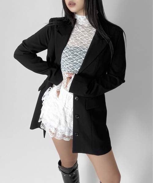 LVEU.(ラブユ.)の「【LVEU.】ハイネックレースシアートップス / トップス カットソー シアー レース ハイネック 長袖 インナー レイヤード 総レース ブラック ホワイト ZOZOTOWN限定(Tシャツ/カットソー・レディース・ブラック/ホワイト・FREE)」の16枚目の写真