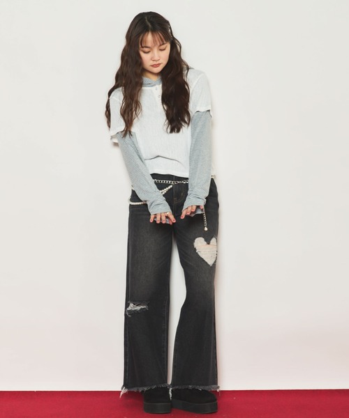 archives(アルシーヴ)の「ヘンリーネックTOPS×ボーダーフーディーSET(Tシャツ/カットソー・レディース・モカ/グレー/オフホワイト・MEDIUM)」の6枚目の写真