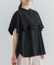 【SONO/ソーノ】【DRY POPLIN】ダブルフリルケープフレアブラウス