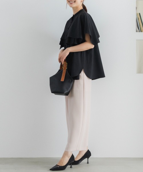 Sono（ソーノ）の「【SONO/ソーノ】【DRY POPLIN】ダブルフリルケープフレアブラウス（シャツ/ブラウス・レディース・ブラック/ネイビー/ホワイト・F）」の7枚目の写真