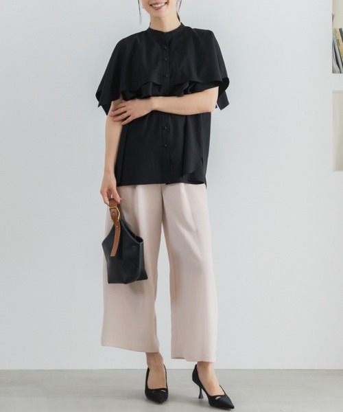 Sono（ソーノ）の「【SONO/ソーノ】【DRY POPLIN】ダブルフリルケープフレアブラウス（シャツ/ブラウス・レディース・ブラック/ネイビー/ホワイト・F）」の8枚目の写真