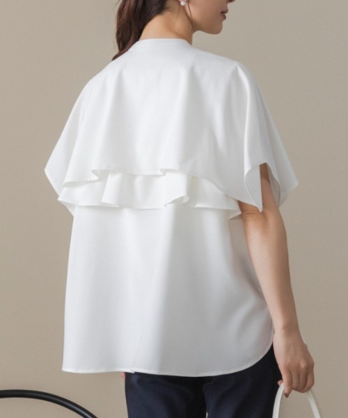 Sono（ソーノ）の「【SONO/ソーノ】【DRY POPLIN】ダブルフリルケープフレアブラウス（シャツ/ブラウス・レディース・ブラック/ネイビー/ホワイト・F）」の11枚目の写真
