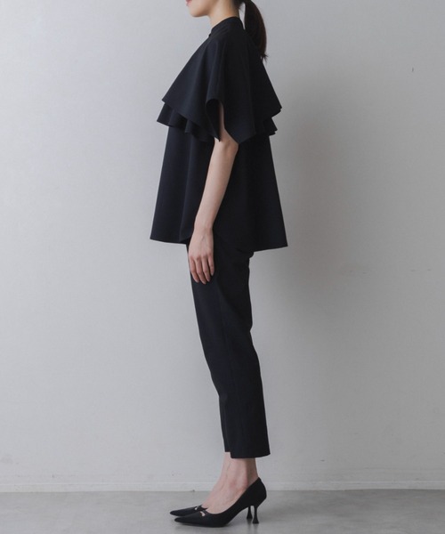 Sono（ソーノ）の「【SONO/ソーノ】【DRY POPLIN】ダブルフリルケープフレアブラウス（シャツ/ブラウス・レディース・ブラック/ネイビー/ホワイト・F）」の18枚目の写真