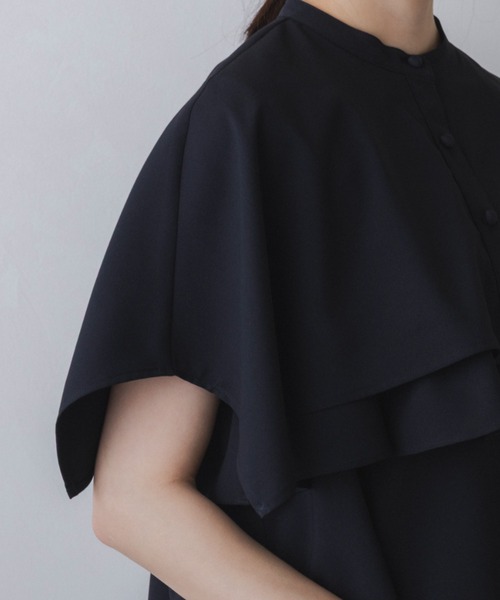 Sono（ソーノ）の「【SONO/ソーノ】【DRY POPLIN】ダブルフリルケープフレアブラウス（シャツ/ブラウス・レディース・ブラック/ネイビー/ホワイト・F）」の22枚目の写真