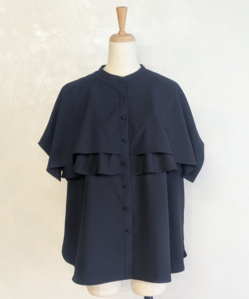 Sono（ソーノ）の「【SONO/ソーノ】【DRY POPLIN】ダブルフリルケープフレアブラウス（シャツ/ブラウス・レディース・ブラック/ネイビー/ホワイト・F）」の14枚目の写真