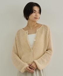 COTTON/YAC ラメ2WAYクロップドニットカーディガン