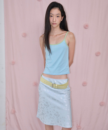CONTRAST TRIM SLEEVELESS TOP, LIME BLUE