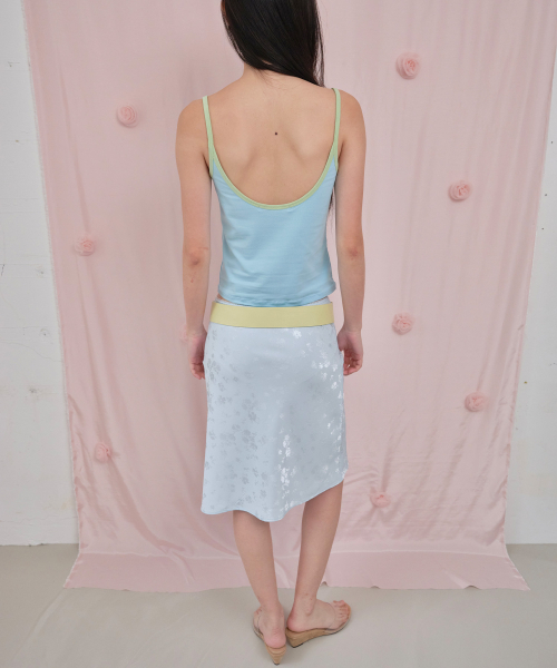 THEPORTA(ザ ポルタ)の「CONTRAST TRIM SLEEVELESS TOP, LIME BLUE(Tシャツ/カットソー・レディース・その他・OS)」の2枚目の写真