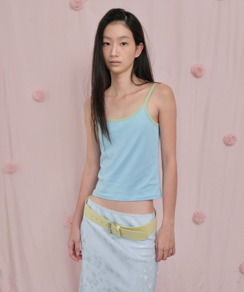 THEPORTA(ザ ポルタ)の「CONTRAST TRIM SLEEVELESS TOP, LIME BLUE(Tシャツ/カットソー・レディース・その他・OS)」の3枚目の写真