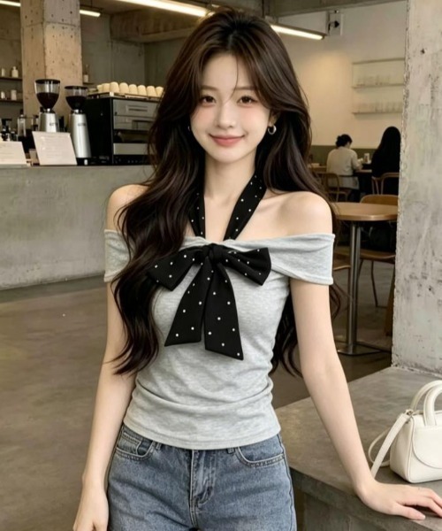 semplice（センプリチェ）の「Ｔシャツ【韓国ファッション】（Tシャツ/カットソー・レディース・グレー・F）」の4枚目の写真