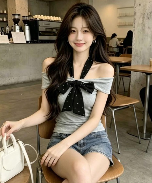 semplice（センプリチェ）の「Ｔシャツ【韓国ファッション】（Tシャツ/カットソー・レディース・グレー・F）」の8枚目の写真