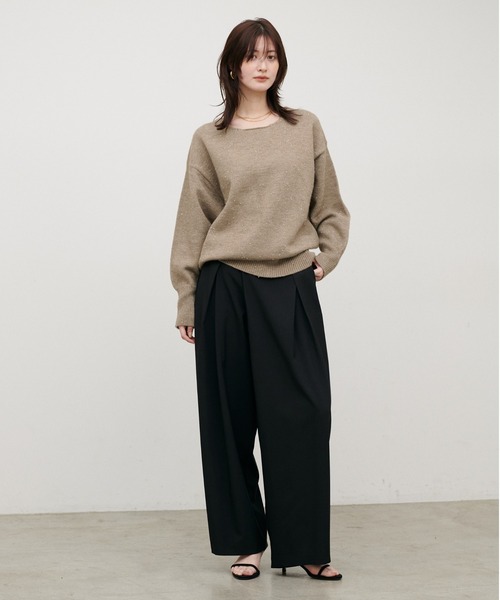 LARUTA(ラルータ)の「【LARUTA】ビーズヤーン2WAYプルオーバー(ニット/セーター・レディース・ブラック/アイボリー/モカ・FREE)」の11枚目の写真