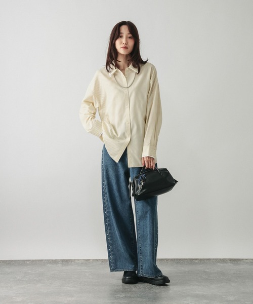 GLOBAL WORK(グローバルワーク)の「365日マイスタイルダブル襟シャツ/797930(シャツ/ブラウス・レディース・ブルー系その他4/イエロー系その他2・MEDIUM/LARGE)」の8枚目の写真