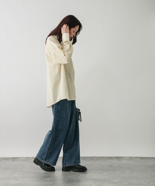 GLOBAL WORK(グローバルワーク)の「365日マイスタイルダブル襟シャツ/797930(シャツ/ブラウス・レディース・ブルー系その他4/イエロー系その他2・MEDIUM/LARGE)」の9枚目の写真
