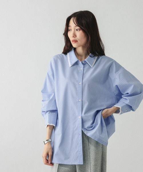 GLOBAL WORK(グローバルワーク)の「365日マイスタイルダブル襟シャツ/797930(シャツ/ブラウス・レディース・ブルー系その他4/イエロー系その他2・MEDIUM/LARGE)」の6枚目の写真