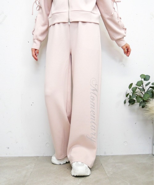FUN(ファン)の「ラメストーンロゴパンツ(スウェットパンツ・レディース・ピンク/ブラック/グレー・M/S/L)」の3枚目の写真