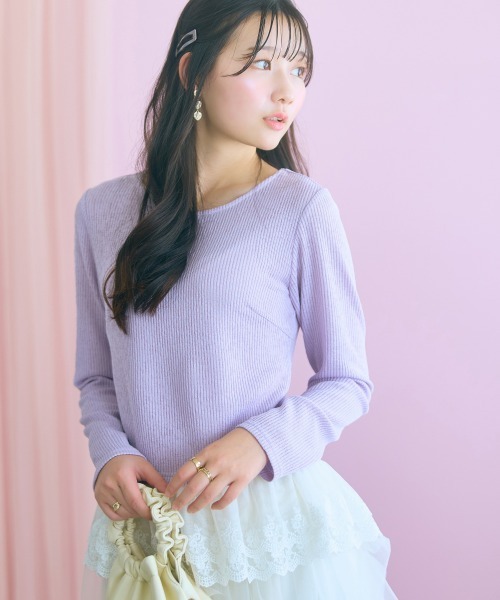 marun(マルン)の「<大きいサイズ>裾レース使いカットソートップス marun(Tシャツ/カットソー・レディース・ブラウン/ラベンダー・L/4L/3L/LL/5L)」の18枚目の写真