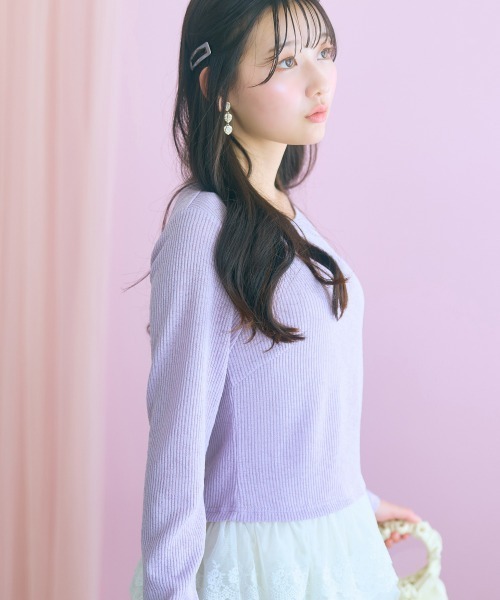 marun(マルン)の「<大きいサイズ>裾レース使いカットソートップス marun(Tシャツ/カットソー・レディース・ブラウン/ラベンダー・L/4L/3L/LL/5L)」の19枚目の写真