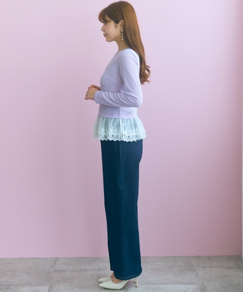 marun(マルン)の「<大きいサイズ>裾レース使いカットソートップス marun(Tシャツ/カットソー・レディース・ブラウン/ラベンダー・L/4L/3L/LL/5L)」の16枚目の写真