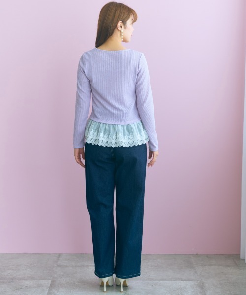 marun(マルン)の「<大きいサイズ>裾レース使いカットソートップス marun(Tシャツ/カットソー・レディース・ブラウン/ラベンダー・L/4L/3L/LL/5L)」の17枚目の写真