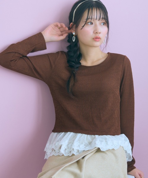 marun(マルン)の「<大きいサイズ>裾レース使いカットソートップス marun(Tシャツ/カットソー・レディース・ブラウン/ラベンダー・L/4L/3L/LL/5L)」の21枚目の写真