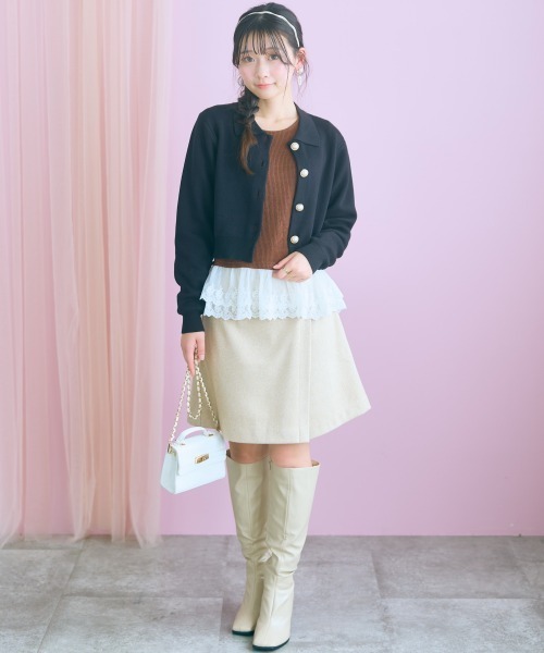 marun(マルン)の「<大きいサイズ>裾レース使いカットソートップス marun(Tシャツ/カットソー・レディース・ブラウン/ラベンダー・L/4L/3L/LL/5L)」の7枚目の写真