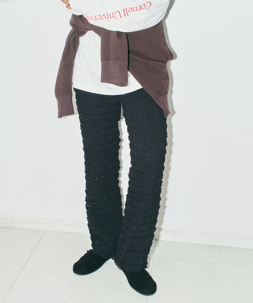 CITYSHOP(シティーショップ)の「FRILL EASY パンツ(その他パンツ・レディース・ブラック/アイボリー・38/36)」の1枚目の写真