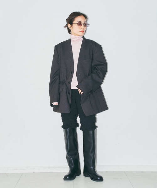 CITYSHOP(シティーショップ)の「FRILL EASY パンツ(その他パンツ・レディース・ブラック/アイボリー・38/36)」の4枚目の写真