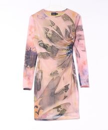Abstract botanical mini dress / アブストラクトボタニカルミニドレス