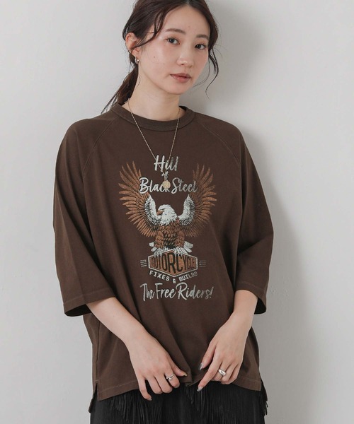GOOD ROCK SPEED(グッドロックスピード)の「Eagleラグラン5分袖(Tシャツ/カットソー・レディース・ブラウン・FREE)」の13枚目の写真