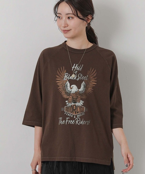GOOD ROCK SPEED(グッドロックスピード)の「Eagleラグラン5分袖(Tシャツ/カットソー・レディース・ブラウン・FREE)」の9枚目の写真