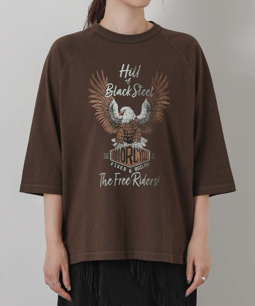 GOOD ROCK SPEED(グッドロックスピード)の「Eagleラグラン5分袖(Tシャツ/カットソー・レディース・ブラウン・FREE)」の15枚目の写真