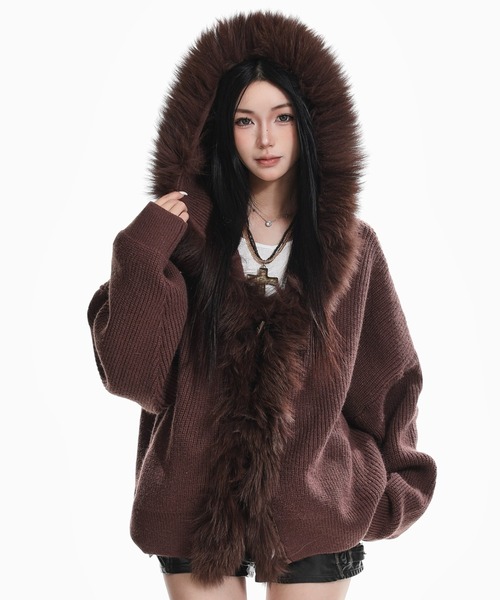 AVYL(アヴィル)の「ファー付きフードニットトグルカーディガン(カーディガン/ボレロ・レディース・グレー・M)」の19枚目の写真