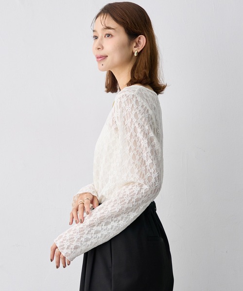 anyfee(エニフィー)の「【anyfee/大きいサイズ】ストレッチレースクルーネックインナーT(Tシャツ/カットソー・レディース・アイボリー・4L)」の10枚目の写真