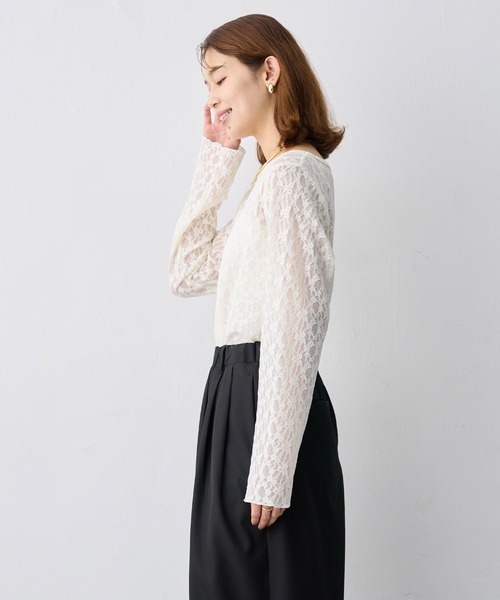 anyfee(エニフィー)の「【anyfee/大きいサイズ】ストレッチレースクルーネックインナーT(Tシャツ/カットソー・レディース・アイボリー・4L)」の11枚目の写真