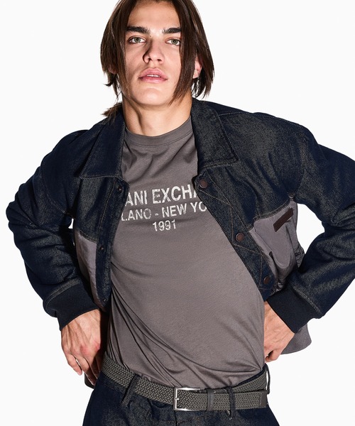 ARMANI EXCHANGE(アルマーニエクスチェンジ)の「【A|X アルマーニ エクスチェンジ】ライトパファー デニムジャケット(デニムジャケット・メンズ・グレイッシュベージュ・X-SMALL/X-LARGE/SMALL/MEDIUM/LARGE)」の1枚目の写真