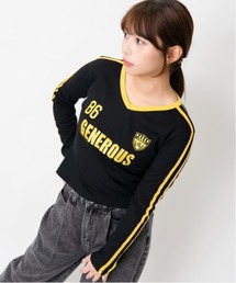 配色ライン ロゴVネックテレコトップス|全3色