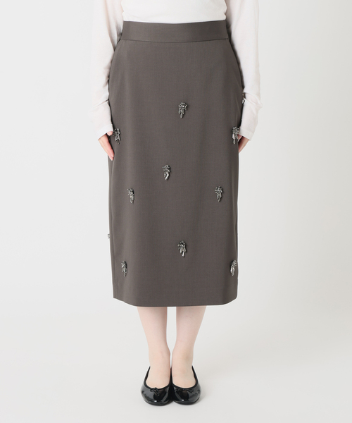 IENA（イエナ）の「《一部店舗限定》ハイツイストWクロス ビジュースカート（スカート・レディース・チャコールグレー・36/38）」の2枚目の写真