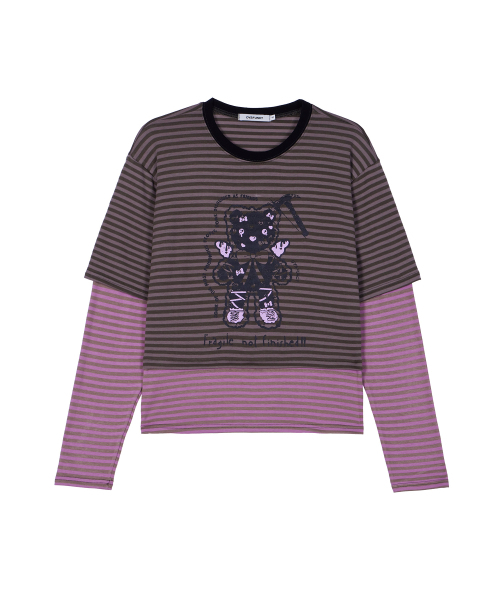 DYSFUNCT(ディスファンクト)の「ANGEL HAMMER BEAR STRIPE LAYERED T-SHIRT(KHAKI)(Tシャツ/カットソー・レディース・その他・SMALL/MEDIUM)」の4枚目の写真