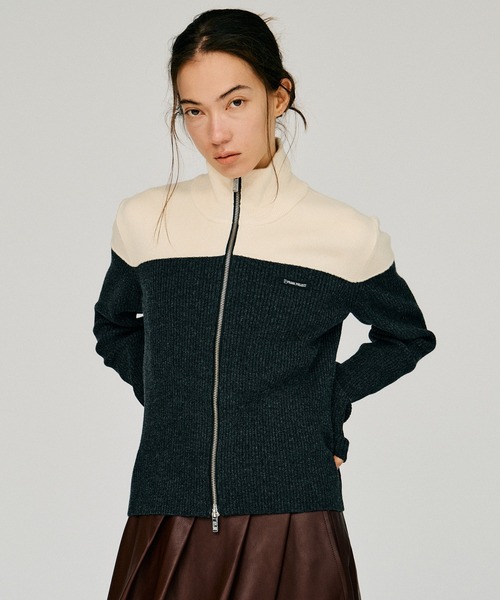 PRANK PROJECT（プランクプロジェクト）の「【2026Winter Pre-Order】フロントジップバイカラーニット / Front Zip Bicolor Knit（ニット/セーター・レディース・グレー/ブラウン・FREE）」の9枚目の写真