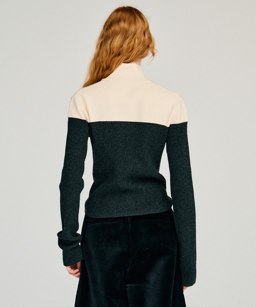 PRANK PROJECT（プランクプロジェクト）の「【2026Winter Pre-Order】フロントジップバイカラーニット / Front Zip Bicolor Knit（ニット/セーター・レディース・グレー/ブラウン・FREE）」の14枚目の写真