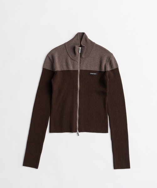 PRANK PROJECT（プランクプロジェクト）の「【2026Winter Pre-Order】フロントジップバイカラーニット / Front Zip Bicolor Knit（ニット/セーター・レディース・グレー/ブラウン・FREE）」の16枚目の写真