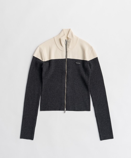 PRANK PROJECT（プランクプロジェクト）の「【2026Winter Pre-Order】フロントジップバイカラーニット / Front Zip Bicolor Knit（ニット/セーター・レディース・グレー/ブラウン・FREE）」の17枚目の写真