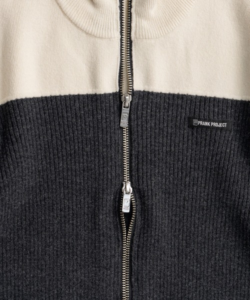 PRANK PROJECT（プランクプロジェクト）の「【2026Winter Pre-Order】フロントジップバイカラーニット / Front Zip Bicolor Knit（ニット/セーター・レディース・グレー/ブラウン・FREE）」の21枚目の写真