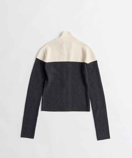 PRANK PROJECT（プランクプロジェクト）の「【2026Winter Pre-Order】フロントジップバイカラーニット / Front Zip Bicolor Knit（ニット/セーター・レディース・グレー/ブラウン・FREE）」の18枚目の写真
