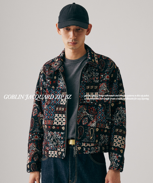 JOURNAL STANDARD(ジャーナルスタンダード)の「ゴブラン ジャガード ジップ ブルゾン(ブルゾン・メンズ・ブラック/グレー・MEDIUM/LARGE)」の1枚目の写真