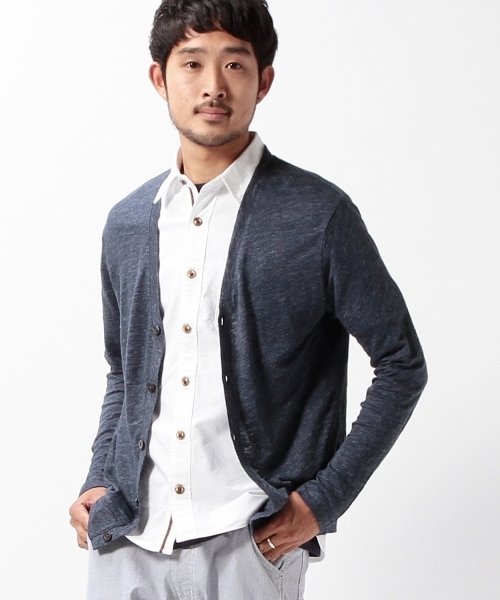 BEAMS（ビームス）の「BEAMS / フランダースリネン カーディガン（カーディガン/ボレロ・メンズ・ブラック/ネイビー/グレー・LARGE/X-LARGE/MEDIUM/SMALL）」の5枚目の写真