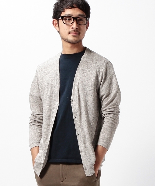 BEAMS（ビームス）の「BEAMS / フランダースリネン カーディガン（カーディガン/ボレロ・メンズ・ブラック/ネイビー/グレー・LARGE/X-LARGE/MEDIUM/SMALL）」の6枚目の写真